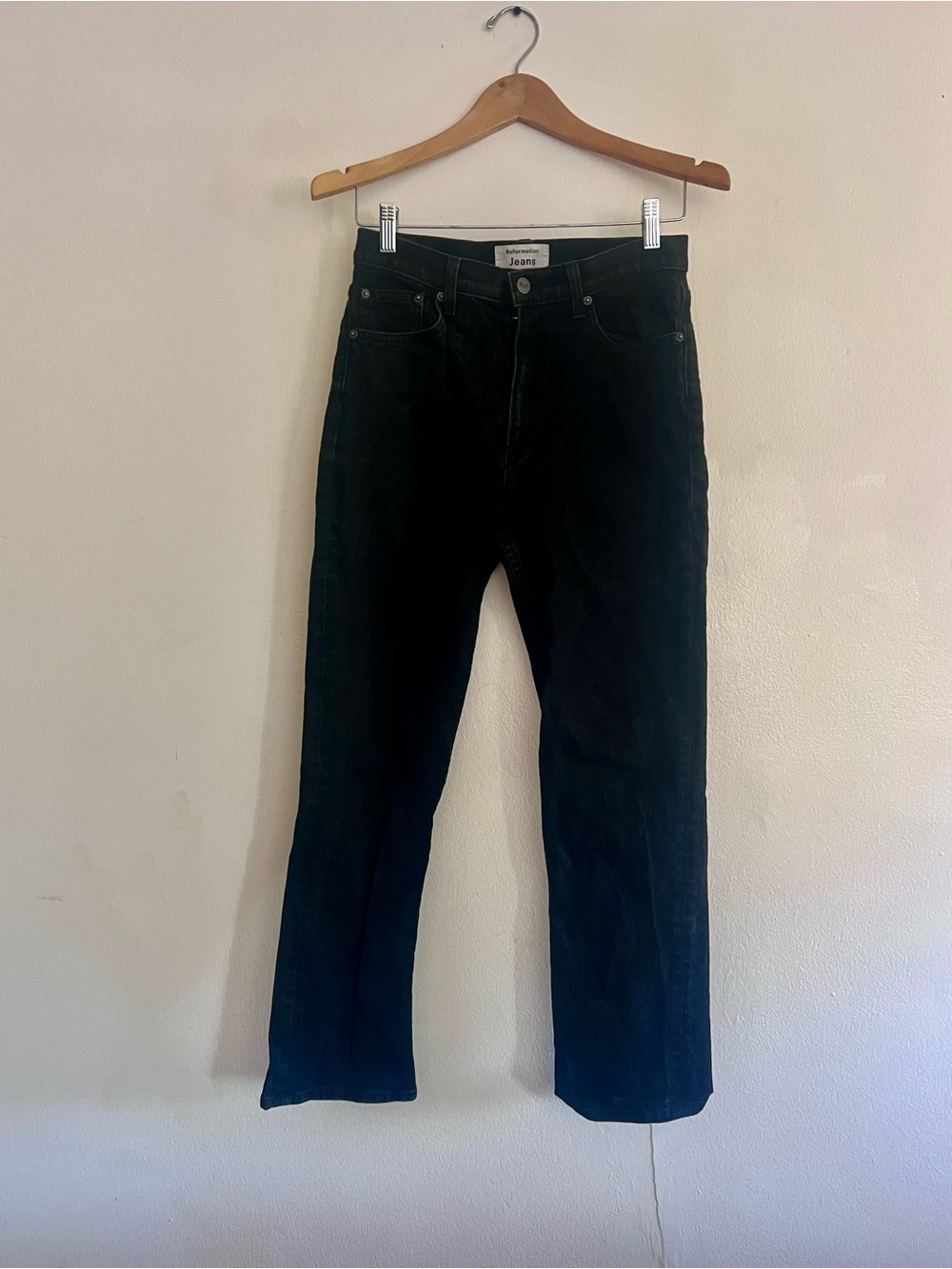 Reformation Black Ankle-Length Cropped Jeans